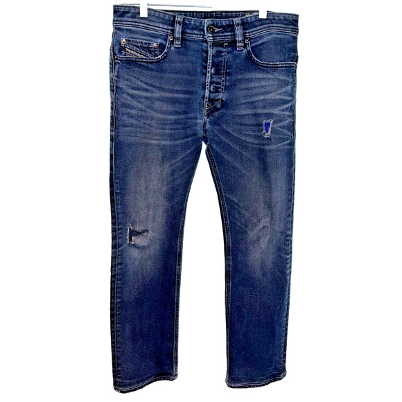 Diesel Jeans Men's 29x30 Safado Regular Slim-Straight 0858J Stretch Denim Button